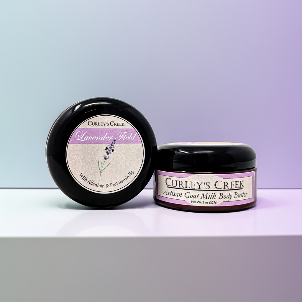 💜 Lavender Field | Goat Milk Body Butter | Handmade Natural Skincare | Allantoin & Pro-Vitamin B5 | 8 Ounces | Curley's Creek