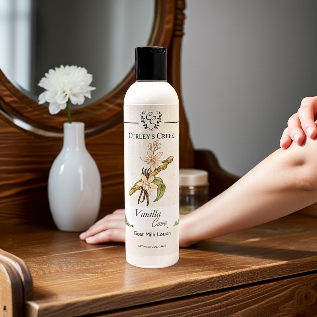🍦Vanilla Cove | Goat Milk Lotion | Handmade Natural Skincare | 4oz | 8oz | 16oz | Nourishing & Moisturizing | Curley's Creek