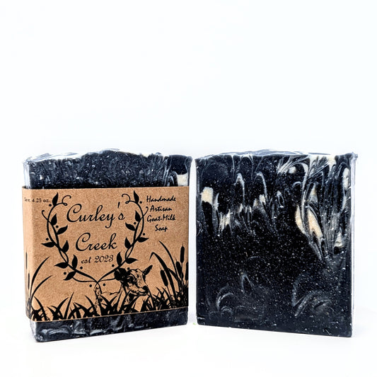 🌙 Midnight in the Holler | Goat Milk Soap Bar | Handmade Natural Skincare | 4.25 Ounce | Detoxifying | Curley's Creek