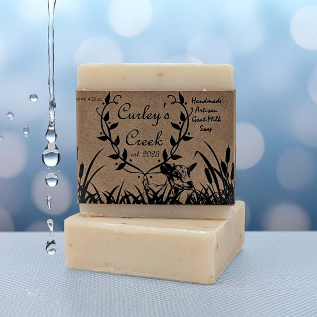 💧 Pure Creek | Goat Milk Soap Bar | Handmade Natural Skincare | 4.25 Ounce | Unscented | Curley's Creek
