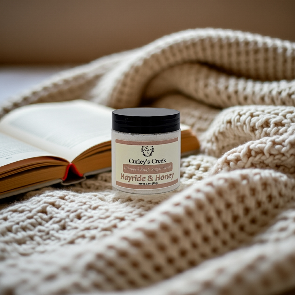 🌾 Hayride & Honey | Whipped Soap Sugar Scrub | Oatmeal Milk & Honey | 3.5oz | 7oz | Curley's Creek