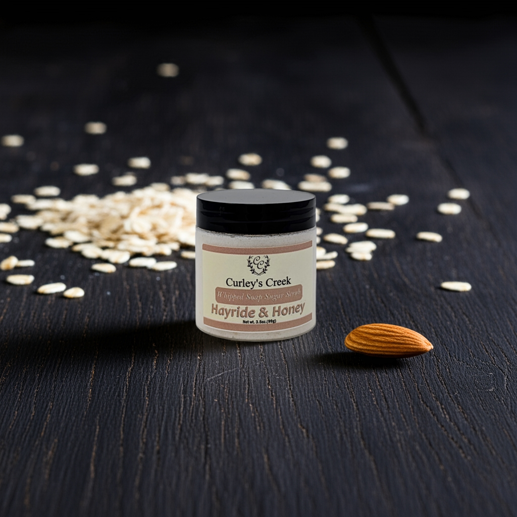 🌾 Hayride & Honey | Whipped Soap Sugar Scrub | Oatmeal Milk & Honey | 3.5oz | 7oz | Curley's Creek