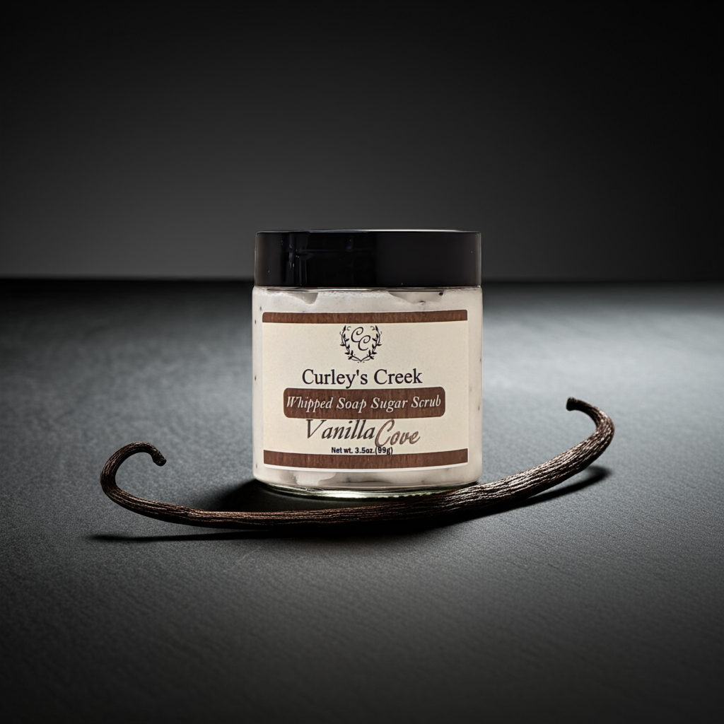 🍦Vanilla Cove | Whipped Soap Sugar Scrub | Handmade Natural Skincare | 3.5oz | 7oz | Exfoliating | Curley's Creek