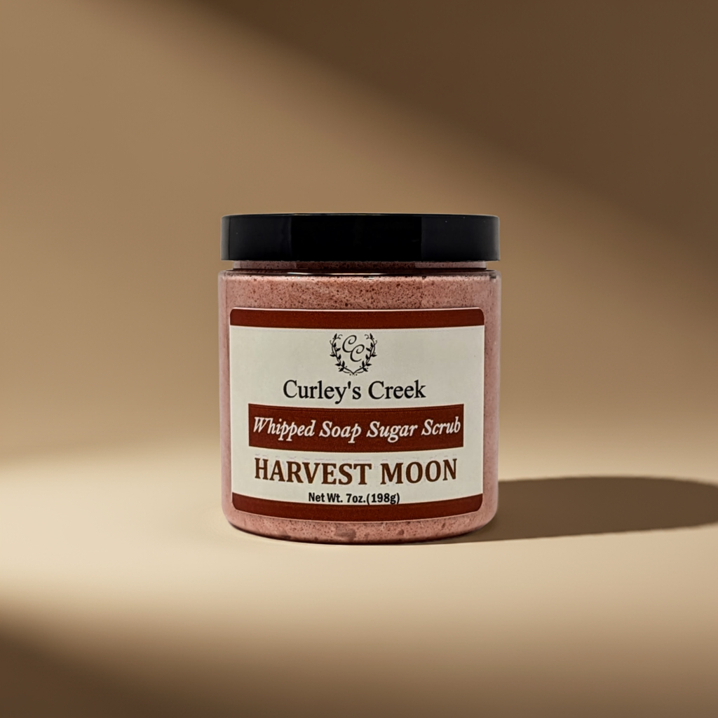 🎃 Harvest Moon | Whipped Soap Sugar Scrub | Handmade Natural Skincare | 7oz | Exfoliating | Perfect for Fall | Curley’s Creek