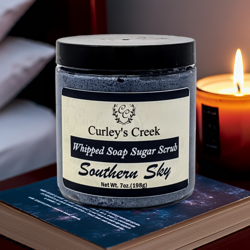 🌌 Southern Sky | Whipped Soap Sugar Scrub | Charcoal Infused | 3.5oz | 7oz | Curley's Creek
