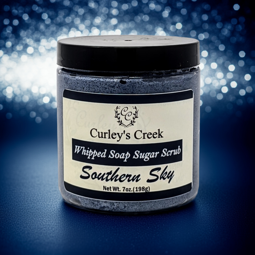 🌌 Southern Sky | Whipped Soap Sugar Scrub | Charcoal Infused | 3.5oz | 7oz | Curley's Creek