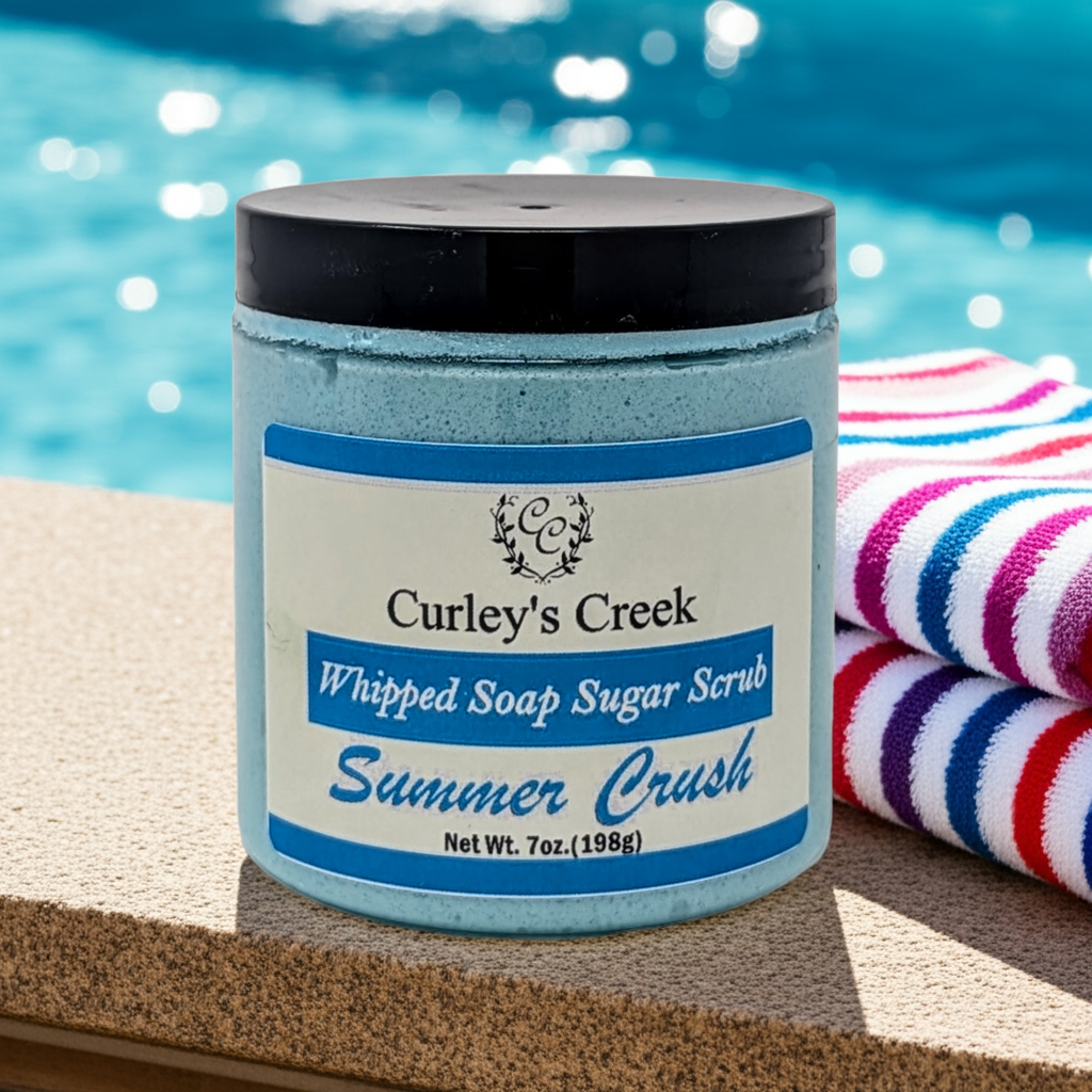 💖 Summer Crush | Whipped Soap Sugar Scrub | Pistachio & Coconut | 3.5oz | 7oz | Curley's Creek