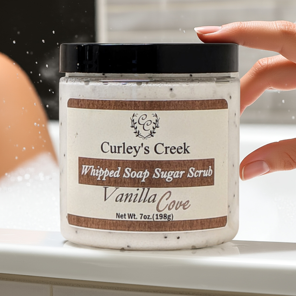 🍦Vanilla Cove | Whipped Soap Sugar Scrub | Handmade Natural Skincare | 3.5oz | 7oz | Exfoliating | Curley's Creek