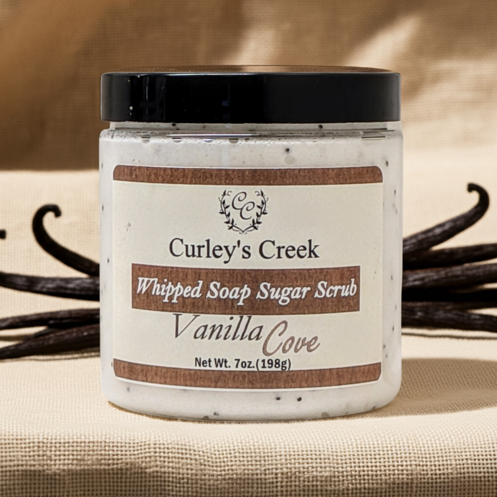 🍦Vanilla Cove | Whipped Soap Sugar Scrub | Handmade Natural Skincare | 3.5oz | 7oz | Exfoliating | Curley's Creek