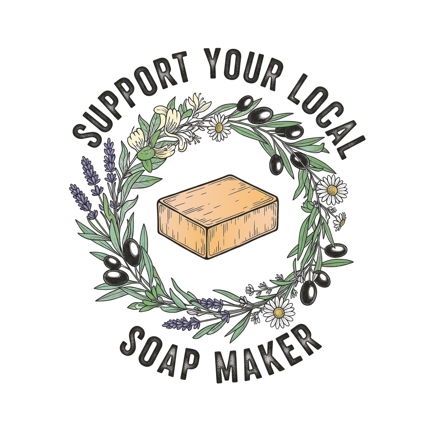 🌿 Support Your Local Soap Maker | Botanical Graphic Tee | Unisex 100% Cotton | Curley's Creek