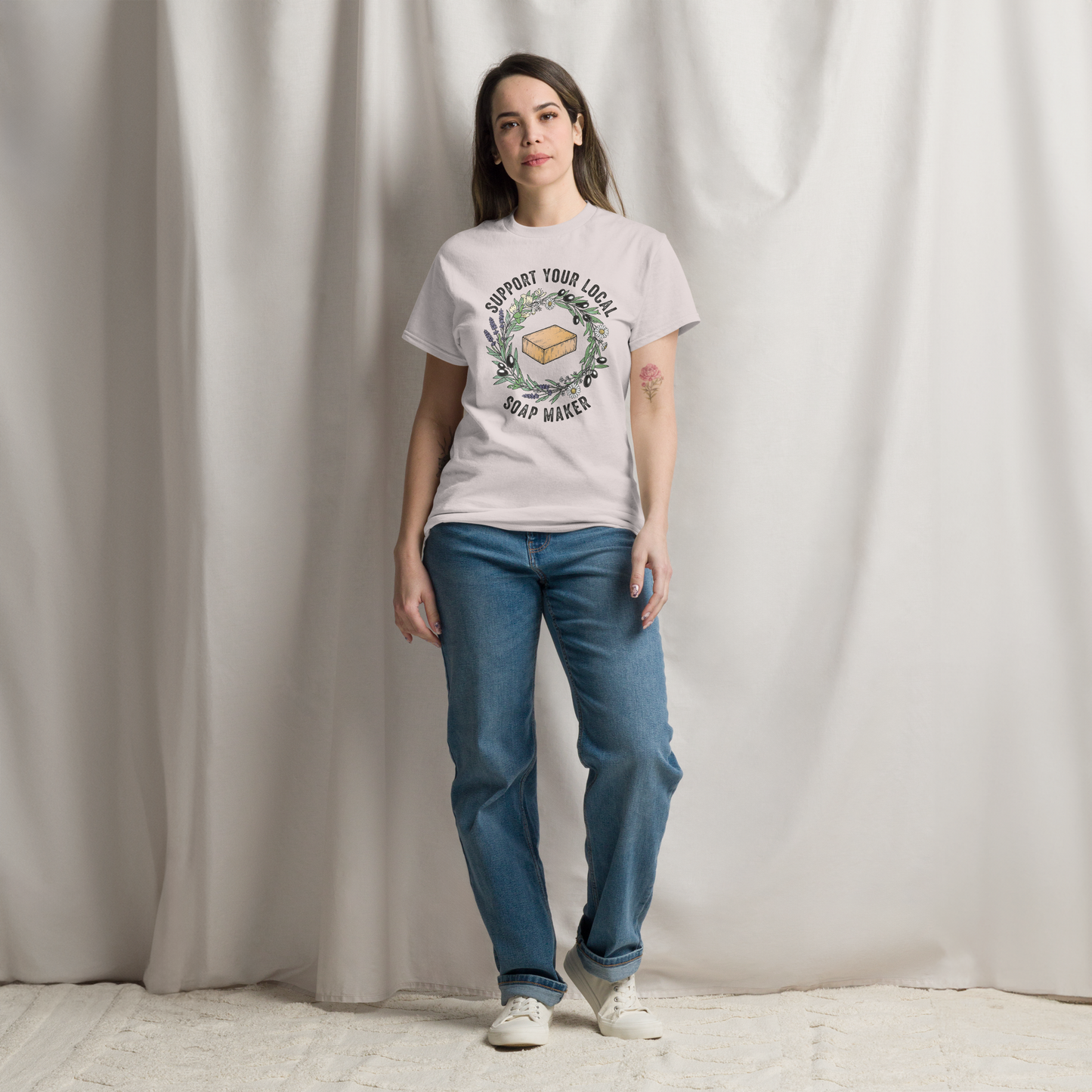 🌿 Support Your Local Soap Maker | Botanical Graphic Tee | Unisex 100% Cotton | Curley's Creek