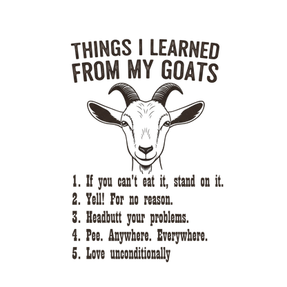 🐐 Goat Lessons | Unisex 100% Cotton Tee | Goat Humor | XS-3X | Curley's Creek