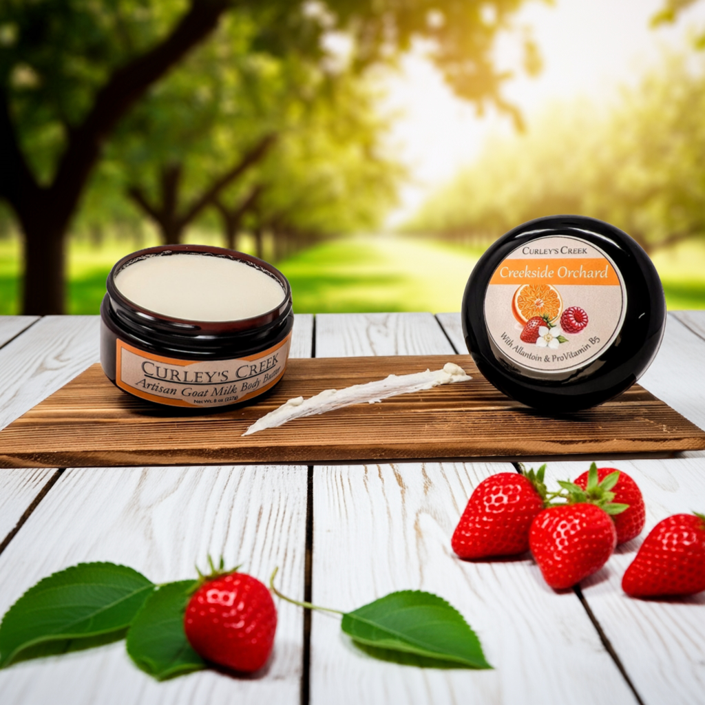 🍏 Creekside Orchard | Goat Milk Body Butter | Handmade Natural Skincare | Allantoin & Pro-Vitamin B5 | 8 Ounces | Curley's Creek