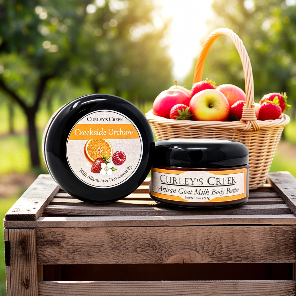 🍏 Creekside Orchard | Goat Milk Body Butter | Handmade Natural Skincare | Allantoin & Pro-Vitamin B5 | 8 Ounces | Curley's Creek
