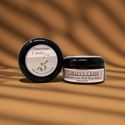 🍦Vanilla Cove | Goat Milk Body Butter | Handmade Natural Skincare | 8 Ounces | Luxurious Moisturizer | Allantoin & ProVitamin B5 | Curley's Creek