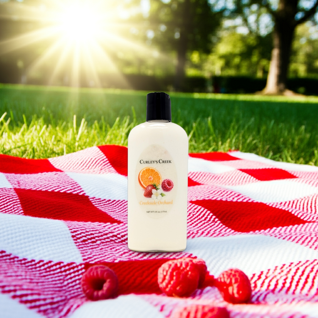 🍊 Creekside Orchard | Goat Milk Lotion | Handmade Natural Skincare | Bright Fruity Freshness | Curley’s Creek
