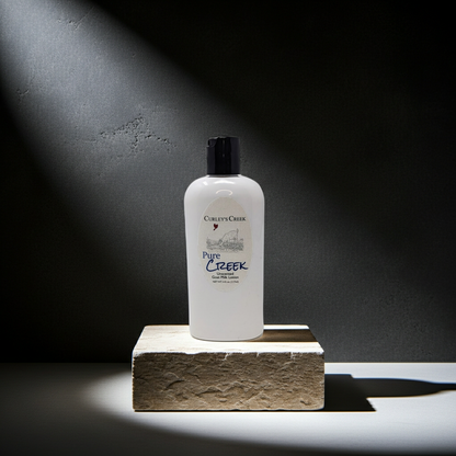 Pure Creek Goat Milk Lotion | Unscented Hand & Body Moisturizer | Non-Greasy | 4oz | 8oz | Curley's Creek Skincare