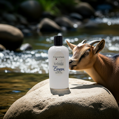 Pure Creek Goat Milk Lotion | Unscented Hand & Body Moisturizer | Non-Greasy | 4oz | 8oz | Curley's Creek Skincare