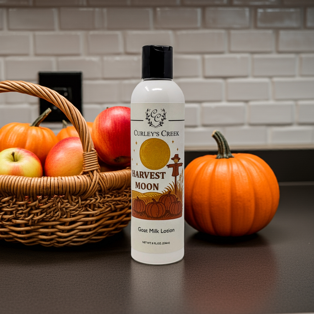 🎃 Harvest Moon | Goat Milk Lotion | Handmade Natural Skincare | 4oz | 8oz | Nourishing & Moisturizing | Curley's Creek