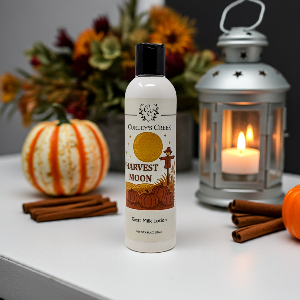 🎃 Harvest Moon | Goat Milk Lotion | Handmade Natural Skincare | 4oz | 8oz | Nourishing & Moisturizing | Curley's Creek