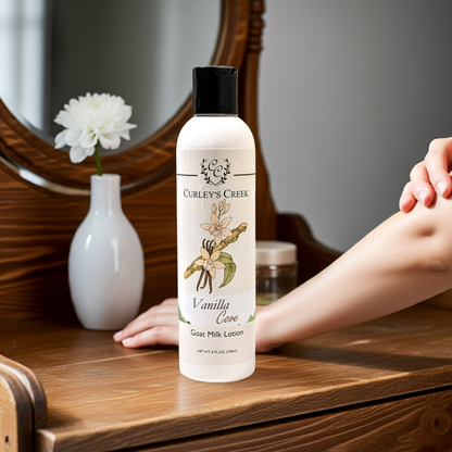 🍦Vanilla Cove | Goat Milk Lotion | Handmade Natural Skincare | 4oz | 8oz | 16oz | Nourishing & Moisturizing | Curley's Creek
