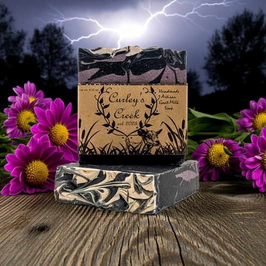 Goat Milk Soap | Stormy Nights | Handmade Natural Skincare | Dark Floral & Patchouli | Curley’s Creek®