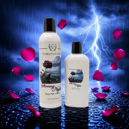 🌩️ Stormy Nights | Goat Milk Lotion | Handmade Natural Skincare | Dark Floral & Patchouli | Curley’s Creek