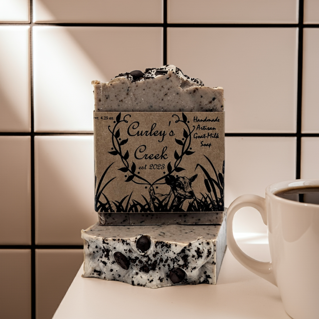 🪵 Barnyard Brew | Goat Milk Soap Bar | Handmade Natural Skincare | 4.25 Ounce | Exfoliating | Curley's Creek