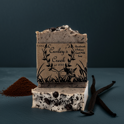 🪵 Barnyard Brew | Goat Milk Soap Bar | Handmade Natural Skincare | 4.25 Ounce | Exfoliating | Curley's Creek