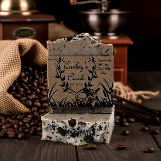 🪵 Barnyard Brew | Goat Milk Soap Bar | Handmade Natural Skincare | 4.25 Ounce | Exfoliating | Curley's Creek