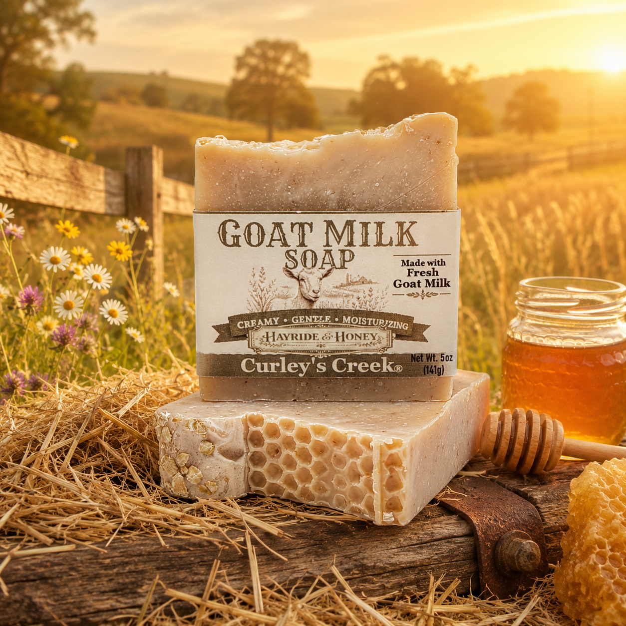 Goat Milk Soap | Hayride & Honey | Handmade Natural Skincare | Cozy Oatmilk & Vanilla | Curley’s Creek®