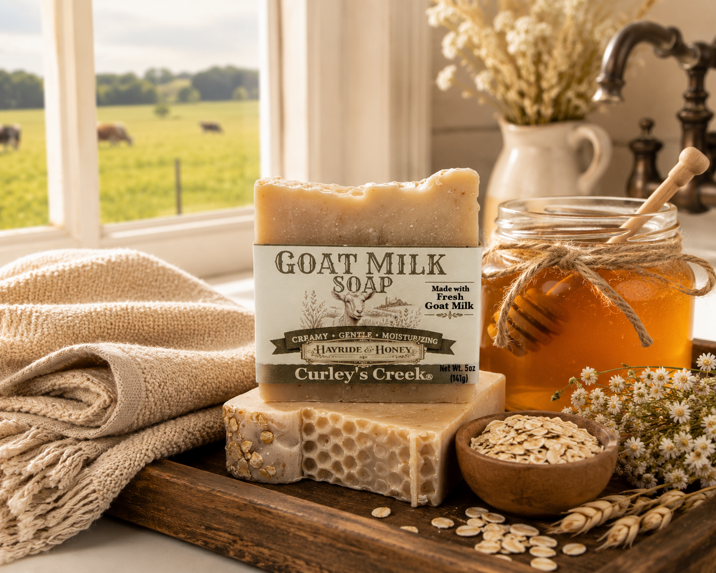Goat Milk Soap | Hayride & Honey | Handmade Natural Skincare | Cozy Oatmilk & Vanilla | Curley’s Creek®