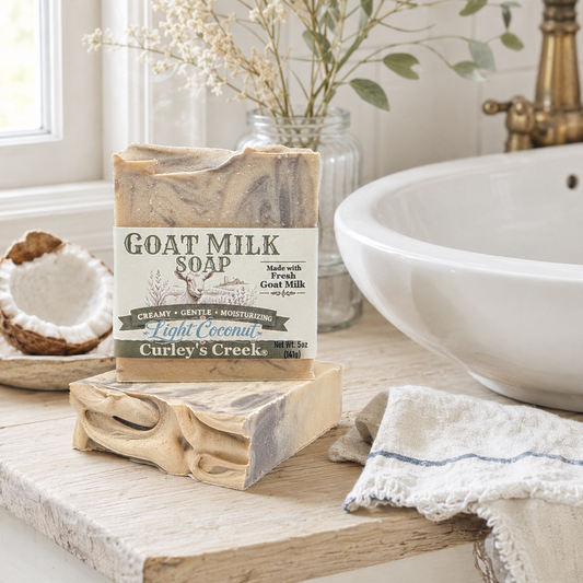 Goat Milk Soap | Light Coconut | Handmade Natural Skincare | Fresh Coconut | Curley's Creek®