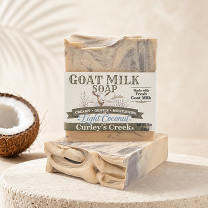 Goat Milk Soap | Light Coconut | Handmade Natural Skincare | Fresh Coconut | Curley's Creek®