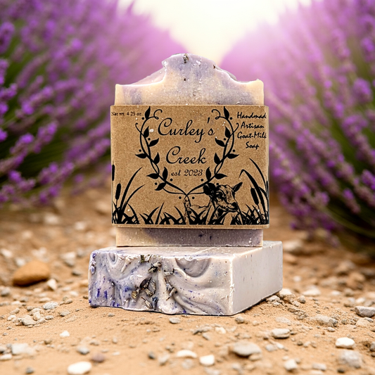 💜 Lavender Field | Goat Milk Soap Bar | Handmade Natural Skincare | 4.25 Ounce | Calming | Curley's Creek