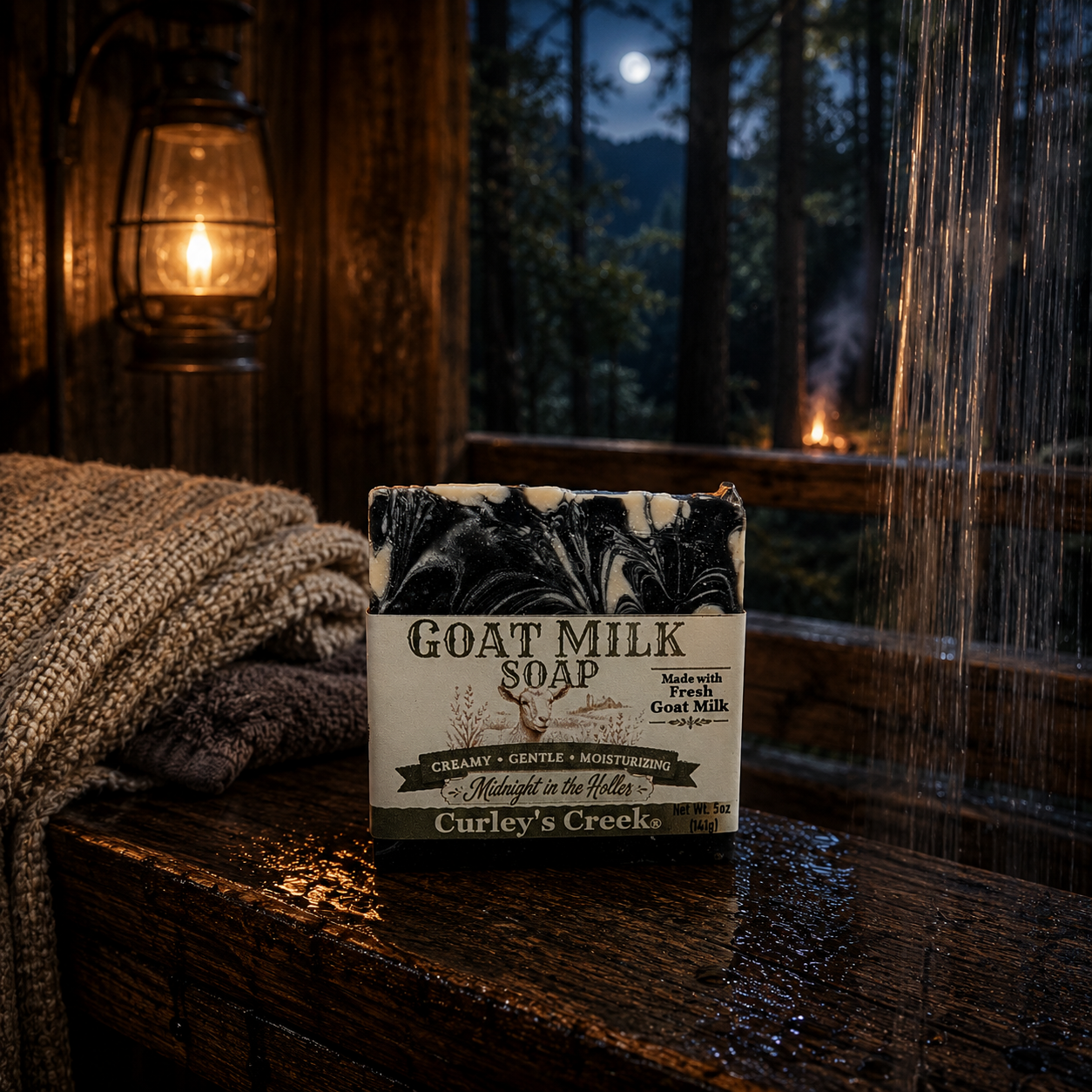 Goat Milk Soap | Midnight in the Holler | Handmade Natural Skincare | Smoky Woods & Spice | Curley’s Creek®