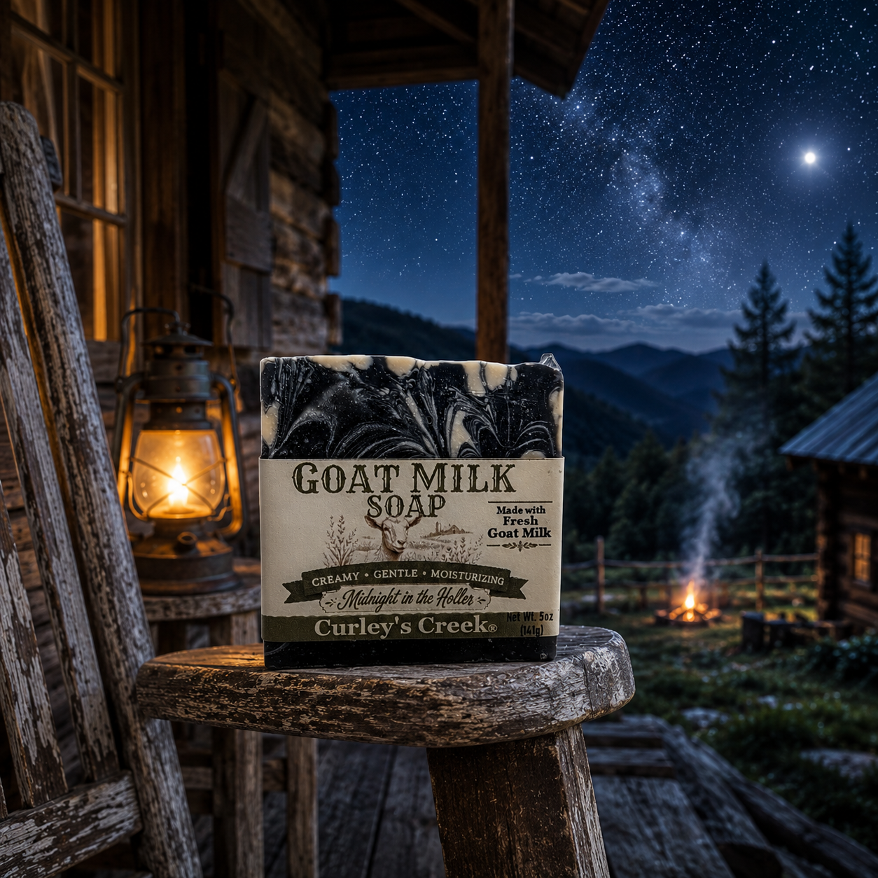 Goat Milk Soap | Midnight in the Holler | Handmade Natural Skincare | Smoky Woods & Spice | Curley’s Creek®