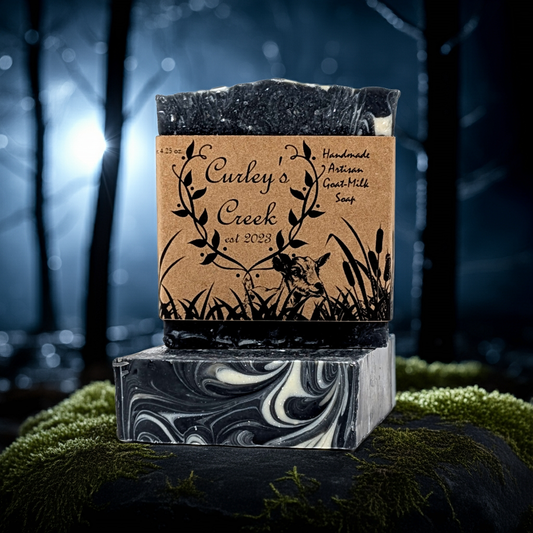 Midnight in the Holler Goat Milk Soap | Charcoal Bar | Natural Skincare | Handcrafted | 1" Thick