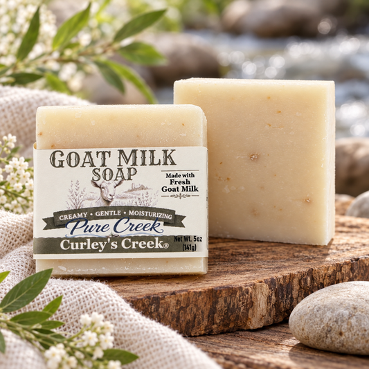 Goat Milk Soap | Pure Creek | Handmade Natural Skincare | Unscented & Gentle | Curley’s Creek®
