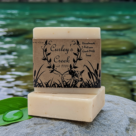 💧 Pure Creek | Goat Milk Soap Bar | Handmade Natural Skincare | 4.25 Ounce | Unscented | Curley's Creek