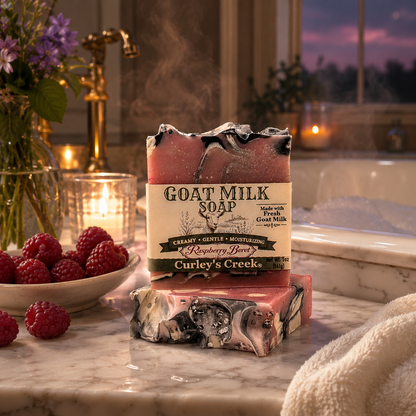 Goat Milk Soap | Raspberry Beret | Handmade Natural Skincare | Curley's Creek®