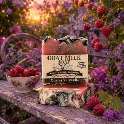 Goat Milk Soap | Raspberry Beret | Handmade Natural Skincare | Curley's Creek®