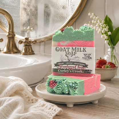Goat Milk Soap | Strawberry Charm | Sweet Red Fruits and Sparkles | Curley's Creek®