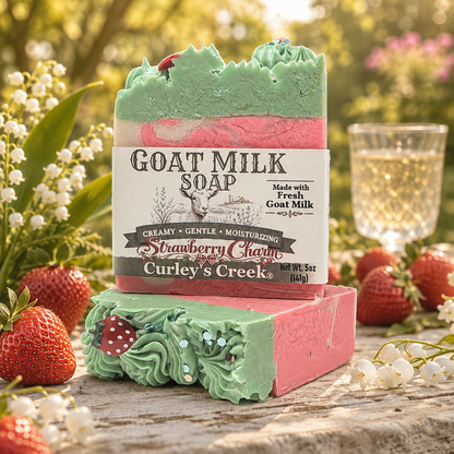 Goat Milk Soap | Strawberry Charm | Sweet Red Fruits and Sparkles | Curley's Creek®