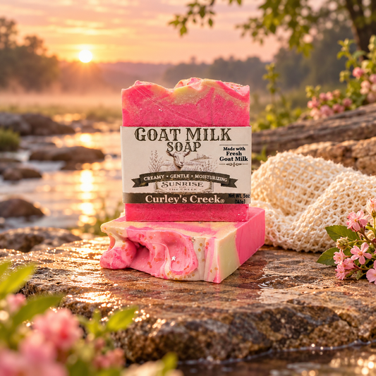 Goat Milk Soap | Sunrise on the Creek | Handmade Natural Skincare | Bright Citrus & Blossoms | Curley’s Creek®