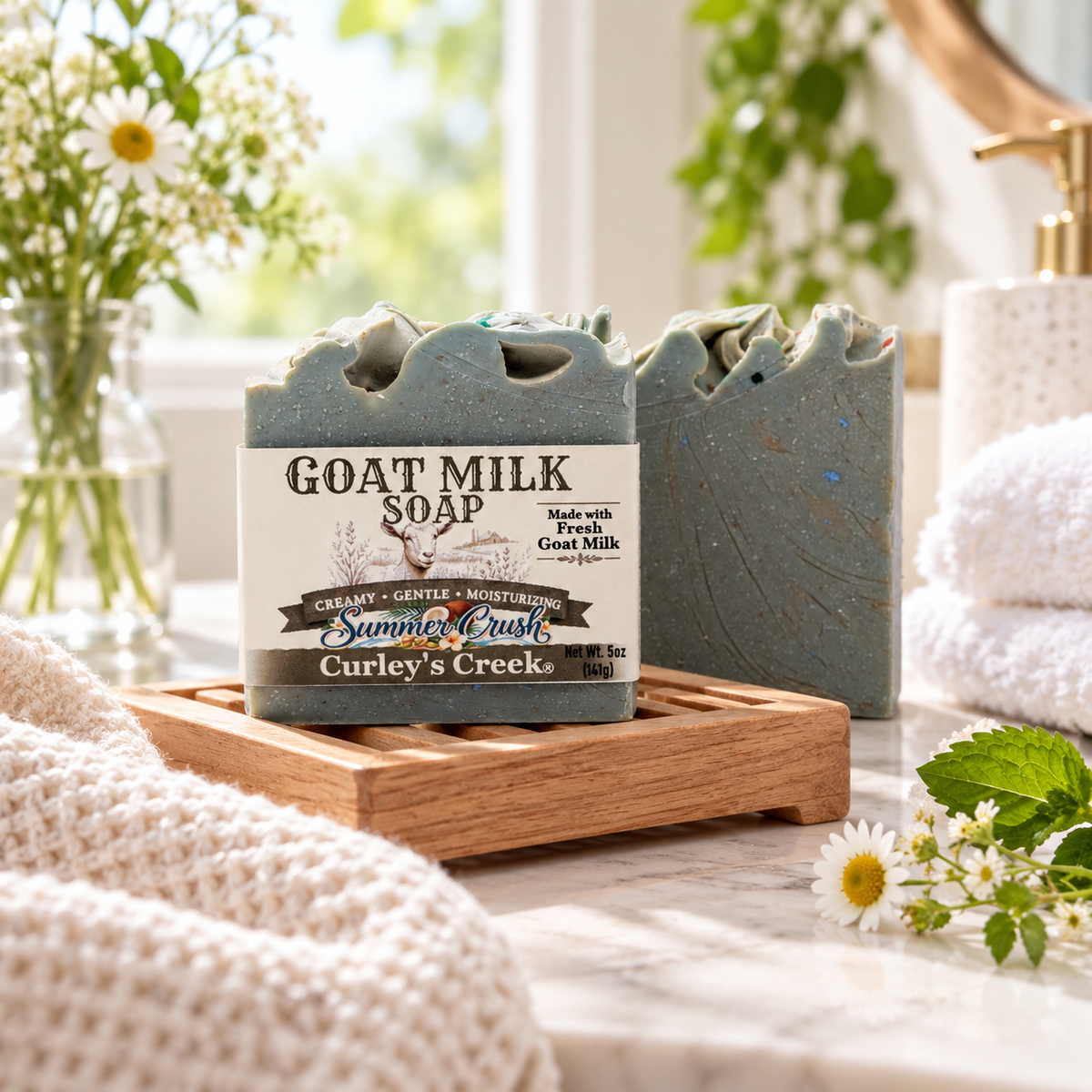 Goat Milk Soap | Summer Crush | Handmade Natural Skincare | Juicy Peach & Vanilla | Curley’s Creek®