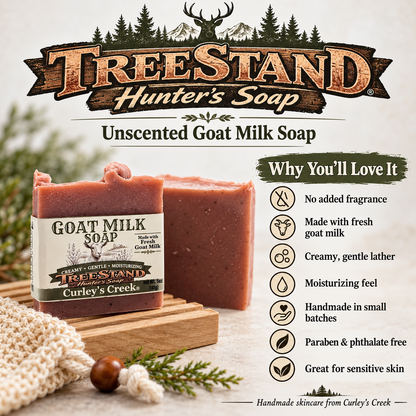Goat Milk Soap | TreeStand | Unscented Hunter's Soap | Natural Handmade Skincare | Curley's Creek®
