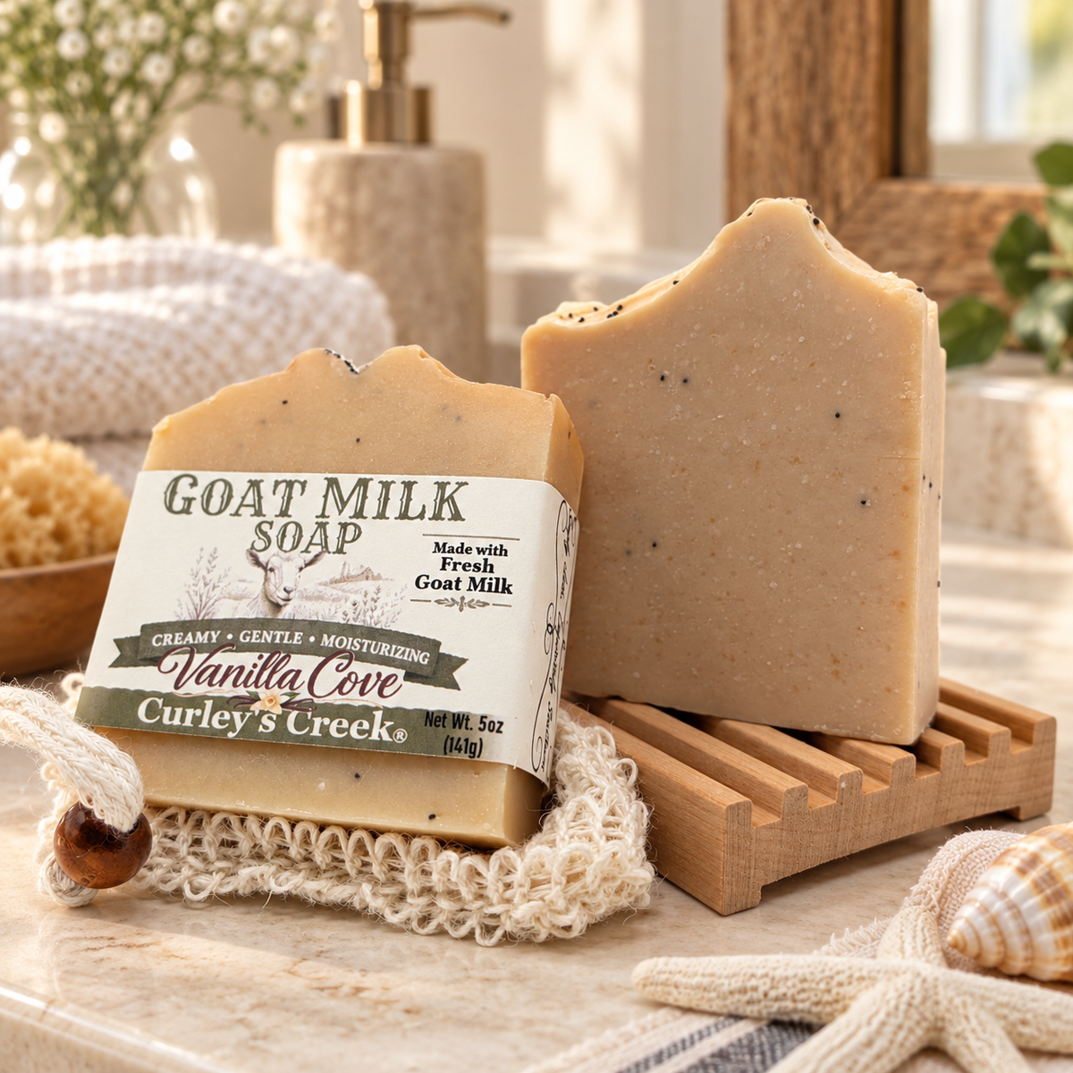 Goat Milk Soap | Vanilla Cove | Handmade Natural Skincare | Warm Vanilla & Sugar | Curley’s Creek®