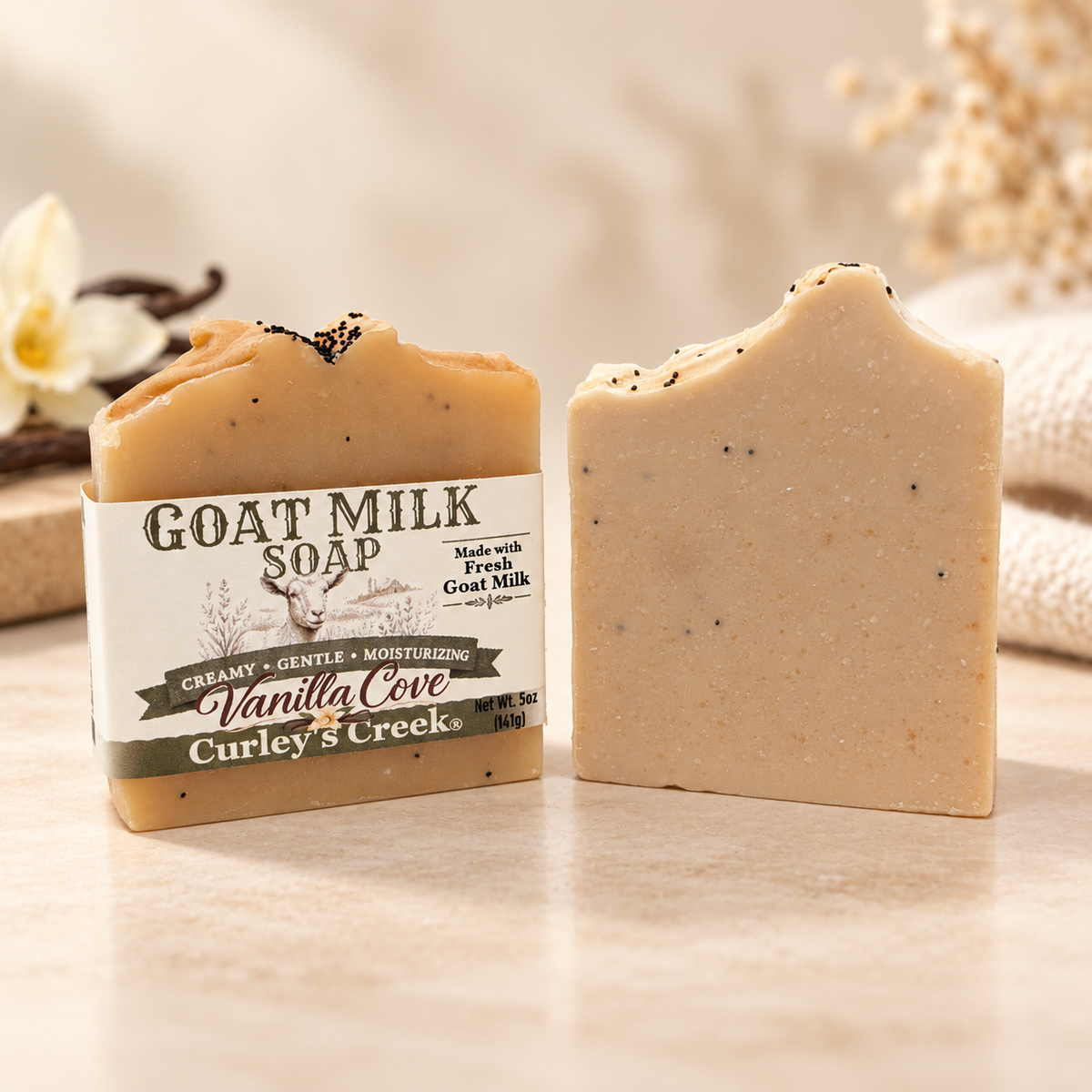 Goat Milk Soap | Vanilla Cove | Handmade Natural Skincare | Warm Vanilla & Sugar | Curley’s Creek®