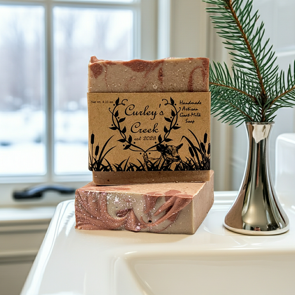 🧼 🌲 Winter Still | Goat Milk Soap Bar | Handmade Natural Skincare | 4.25 Ounce | Winter Fresh | Curley’s Creek